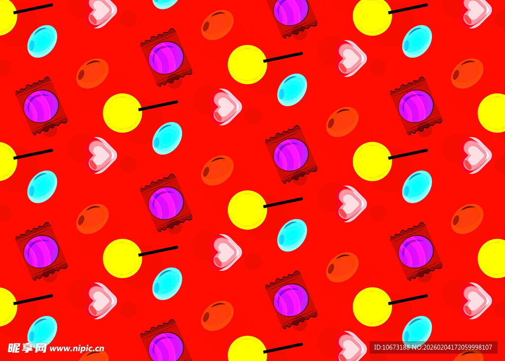 红色背景彩色圆点图案