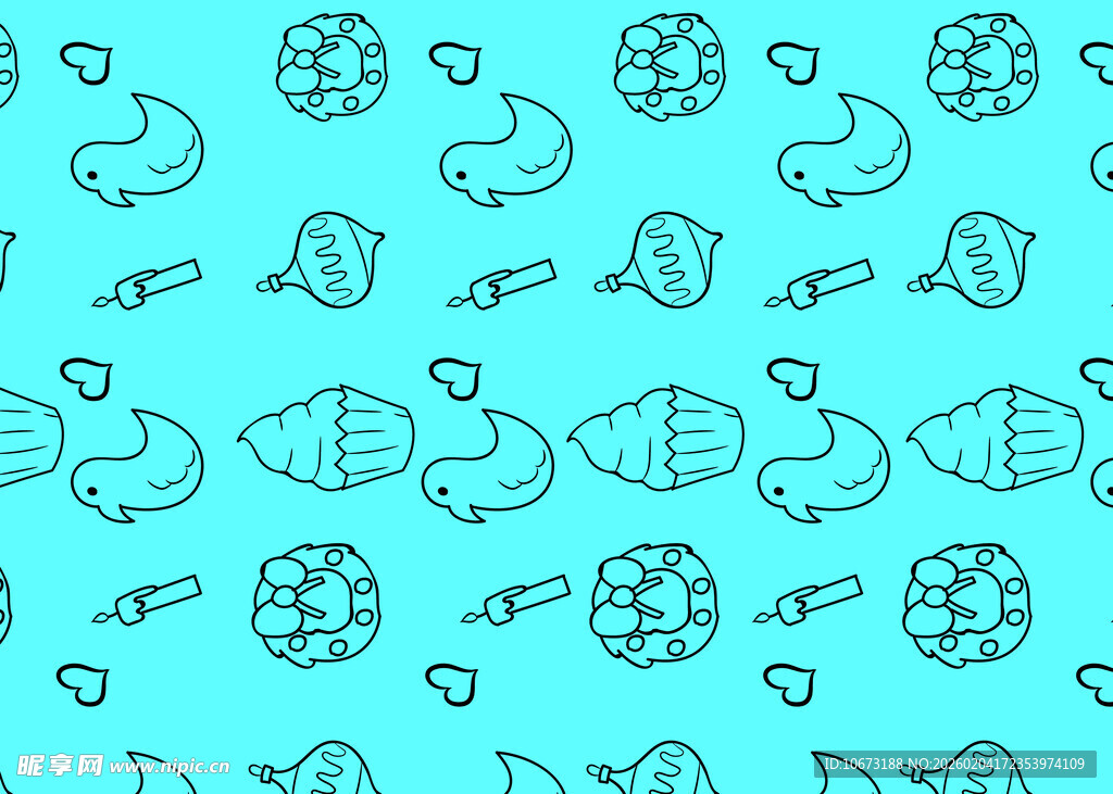 海洋动物手绘无缝图案