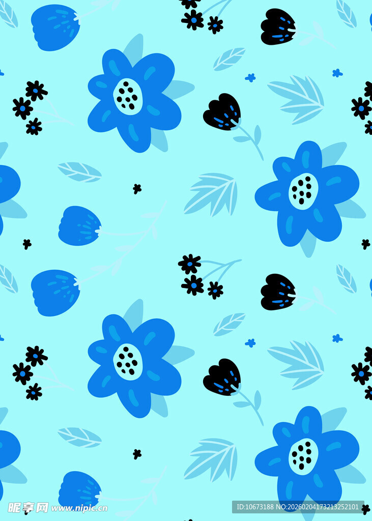 蓝色花卉图案背景