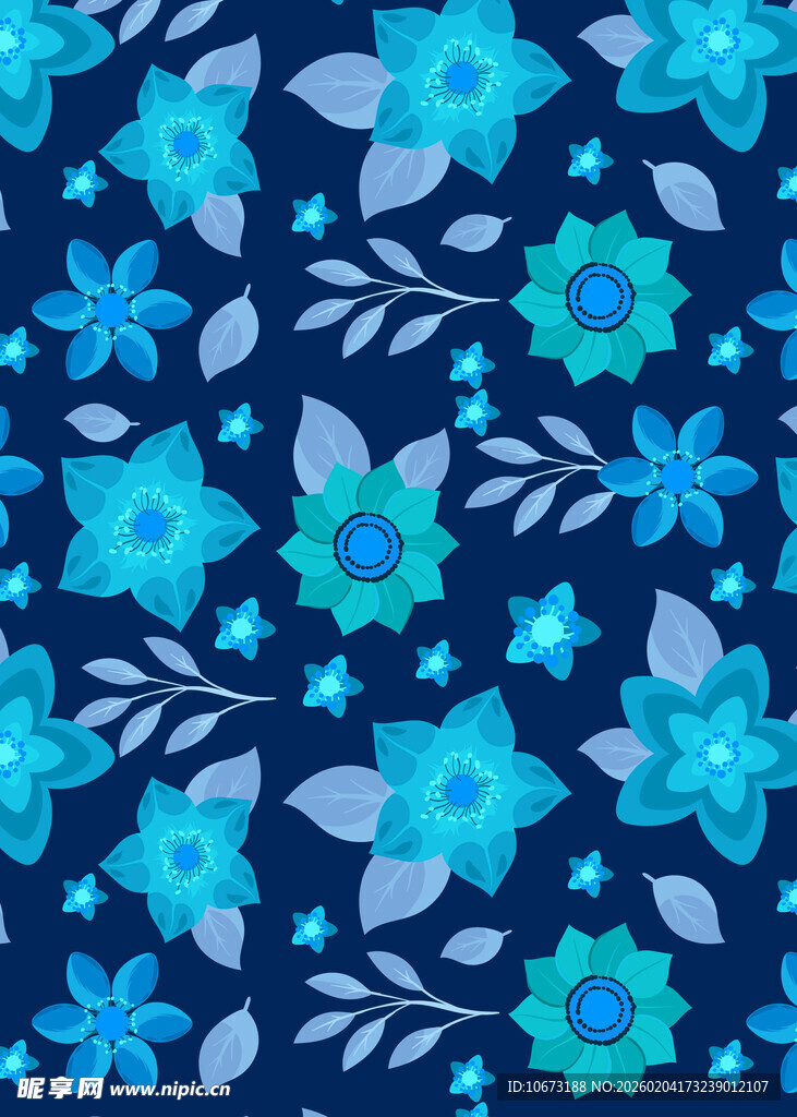 蓝色花卉图案背景