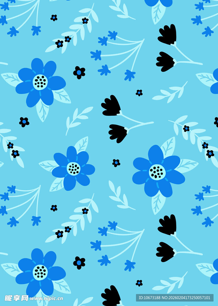 蓝色花卉图案背景纹理