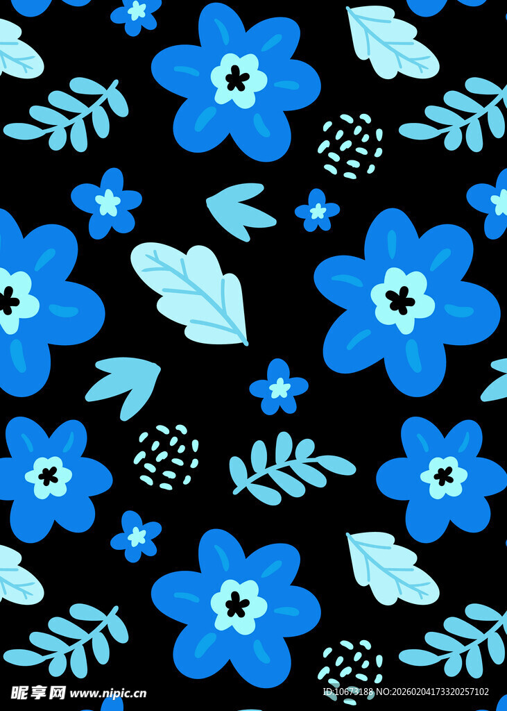 蓝色花卉图案背景纹理
