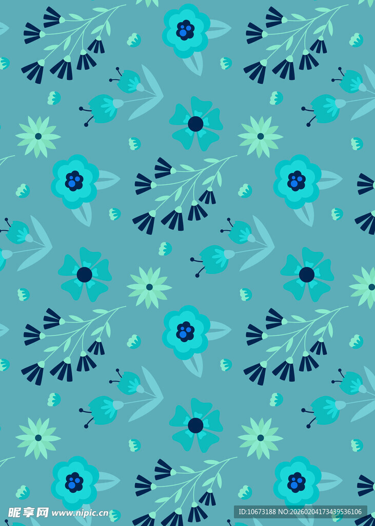 蓝绿花卉图案背景