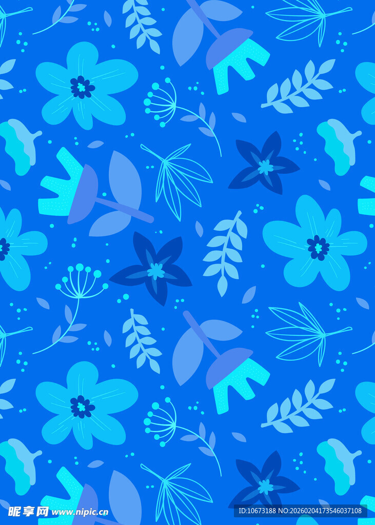 蓝色花卉图案背景