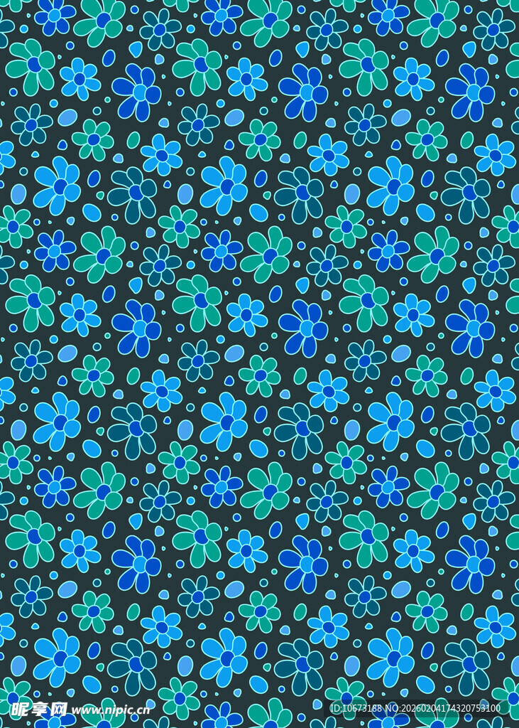 蓝绿交织的花卉图案背景