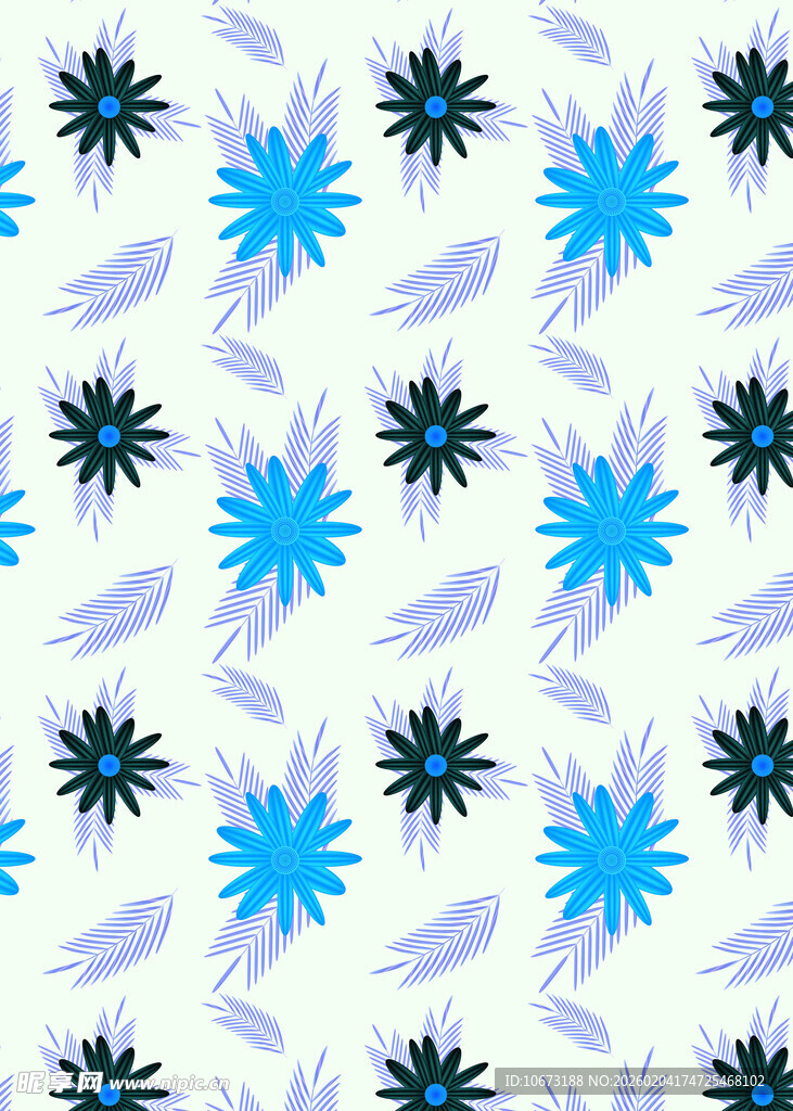 蓝白花卉图案背景设计