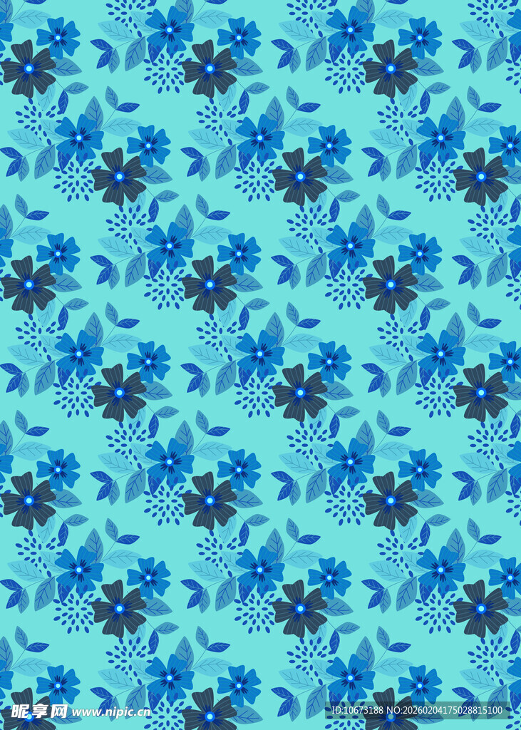 蓝色花卉图案背景纹理