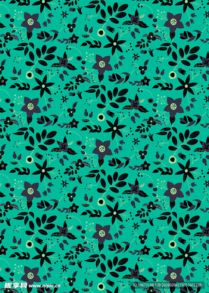 青绿色花卉图案背景纹理
