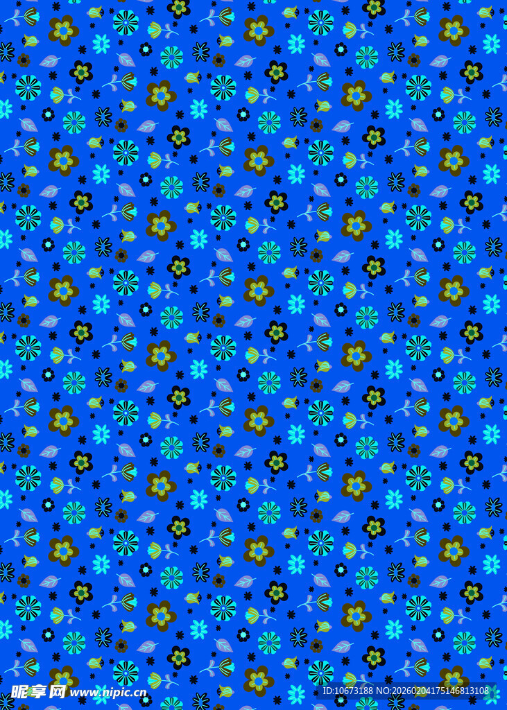 蓝色碎花图案背景纹理