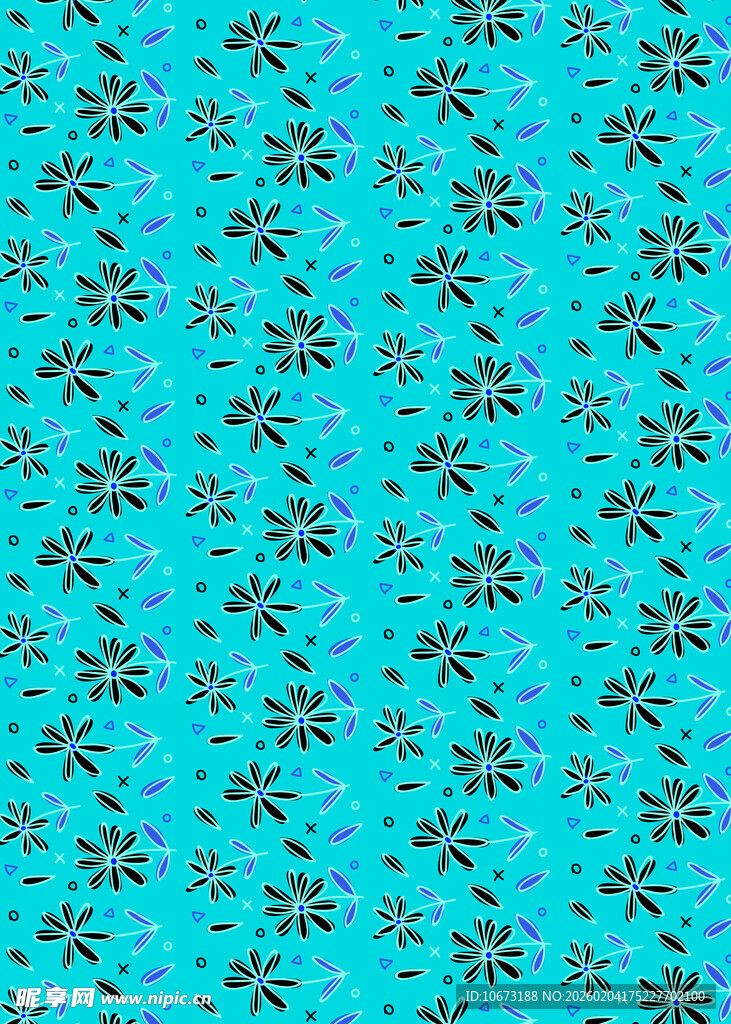 蓝底花卉图案纹理背景