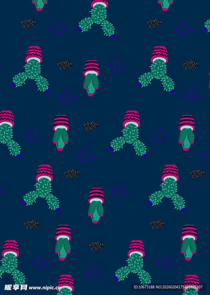 圣诞仙人掌图案背景
