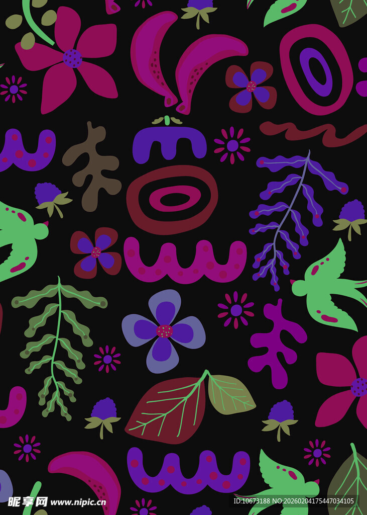 多彩花卉藤蔓图案背景
