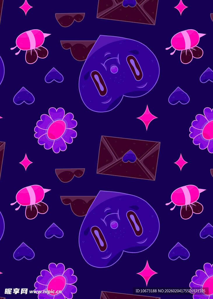 梦幻宇宙花卉元素图案