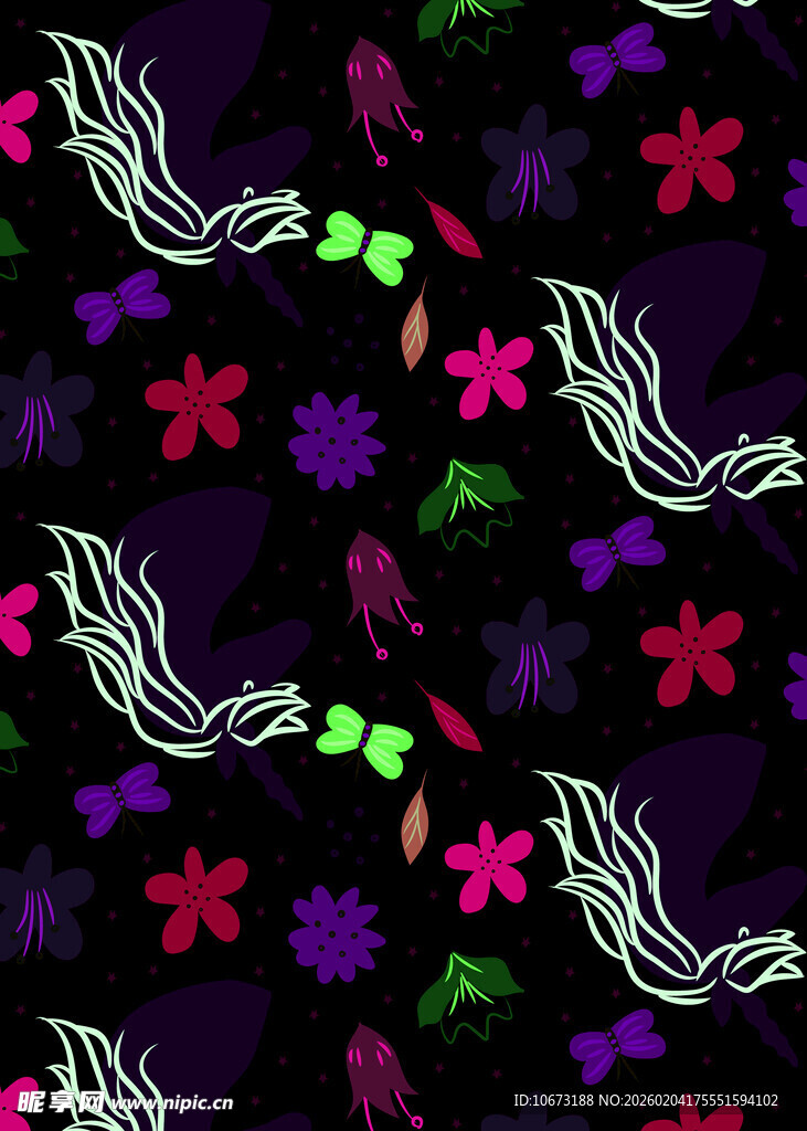 多彩抽象花卉图案背景