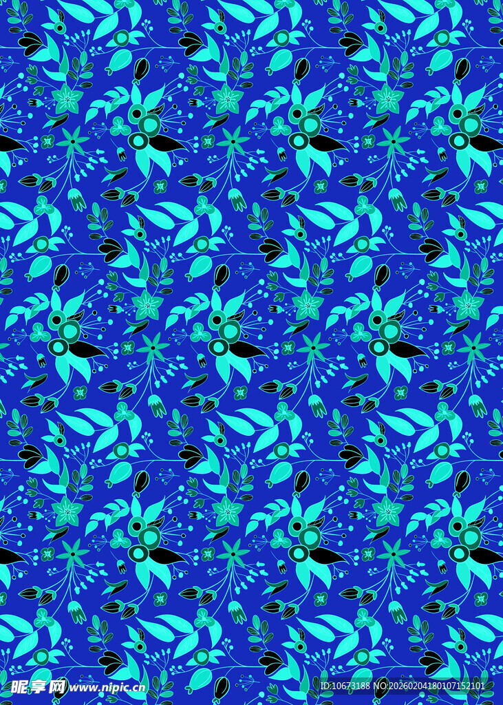 蓝色花卉图案背景纹理