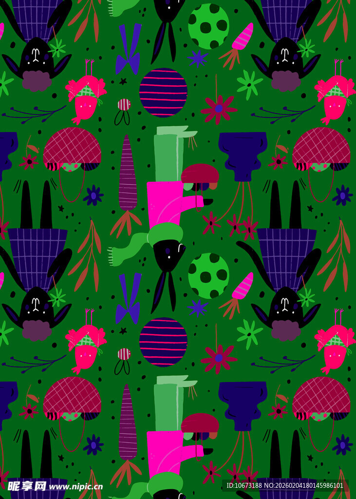 多彩卡通图案背景纹理