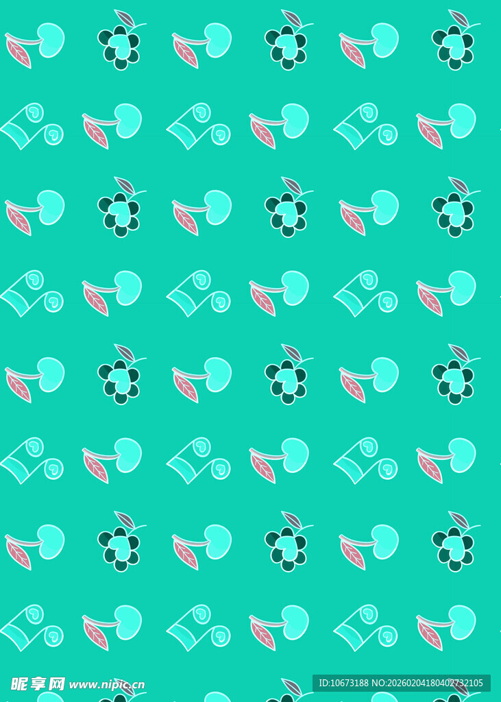 清新绿底多彩图案背景