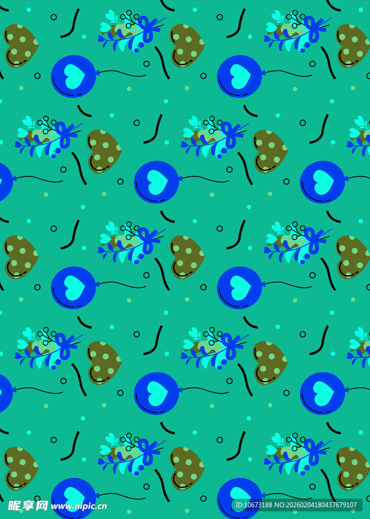 蓝绿花卉图案背景纹理