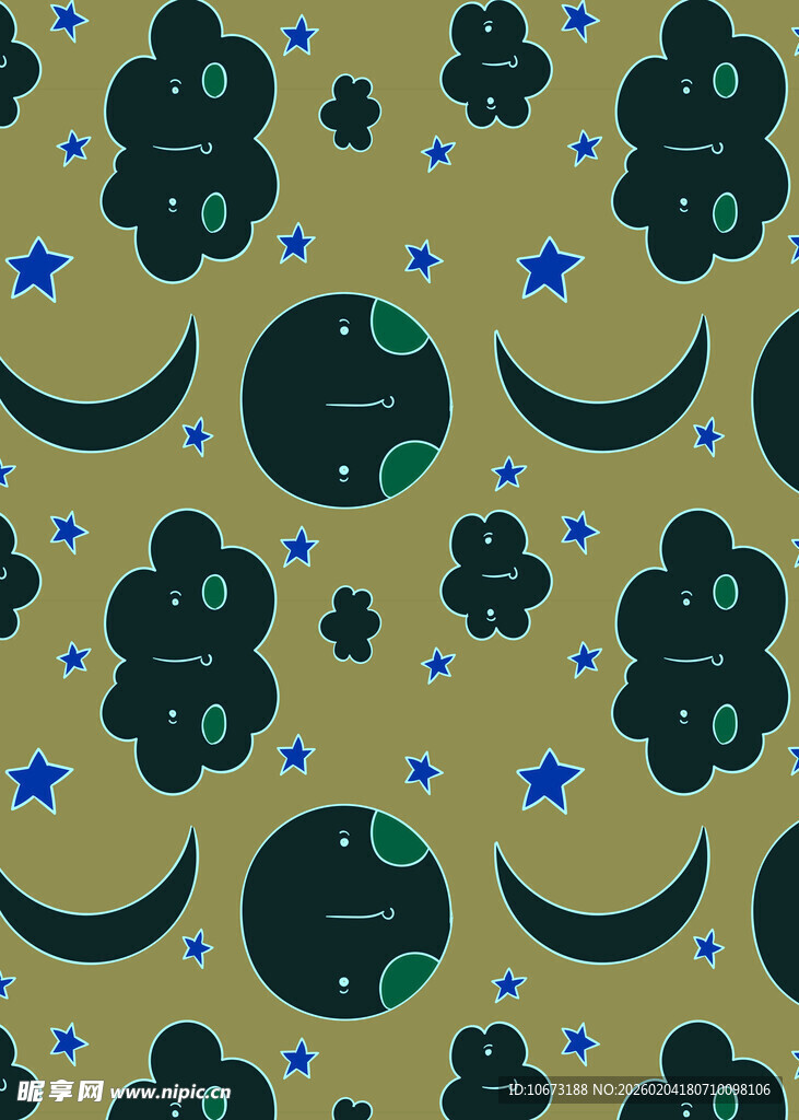 几何绿植图案背景