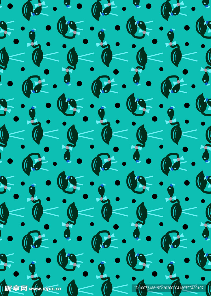 蓝绿色仙人掌图案背景