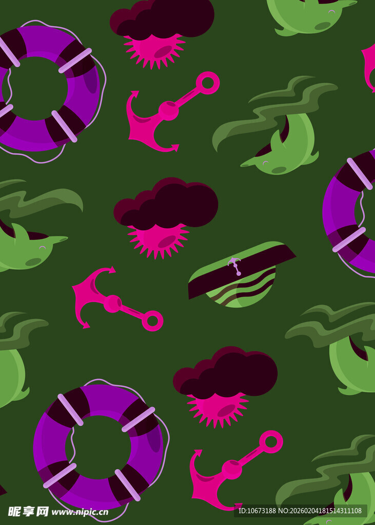 海洋元素无缝图案设计