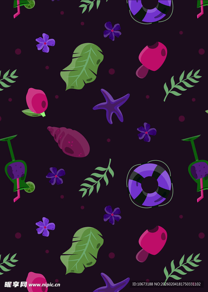 梦幻星空海洋生物图案