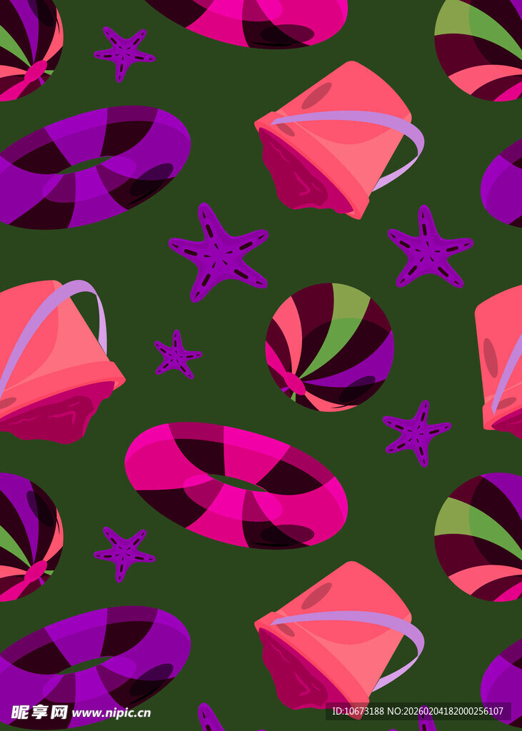 多彩夏日水上用品图案