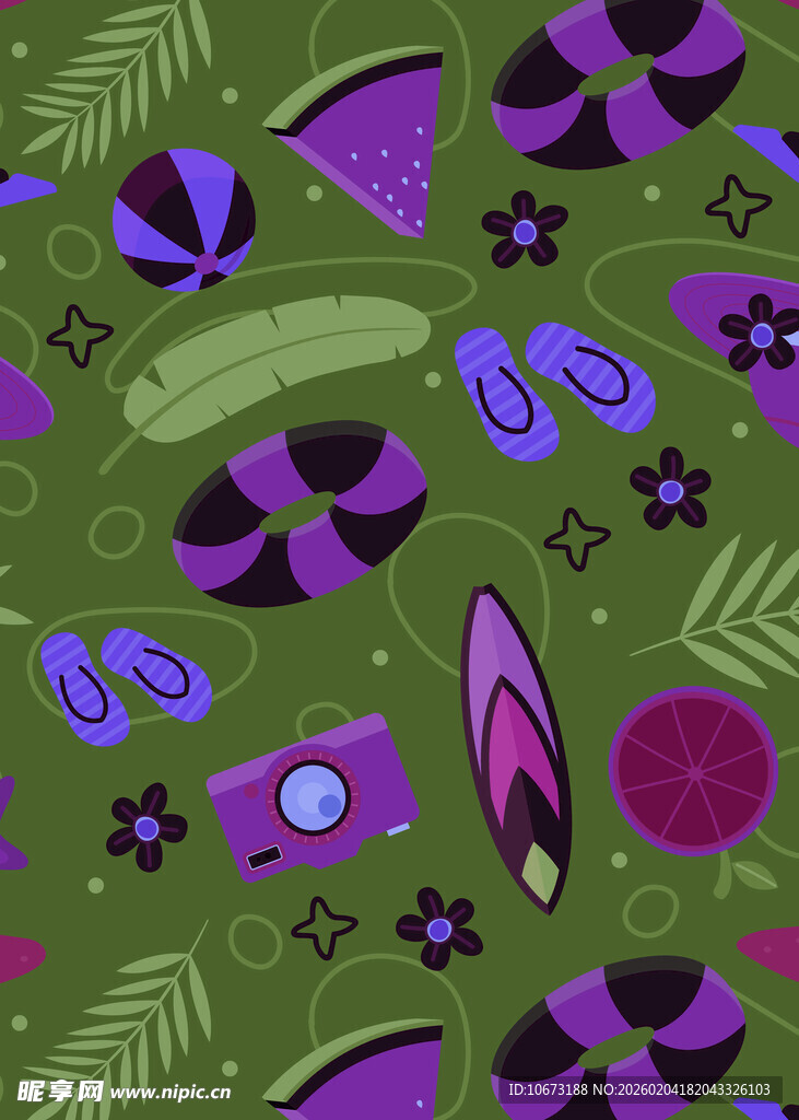 奇幻紫色植物图案背景