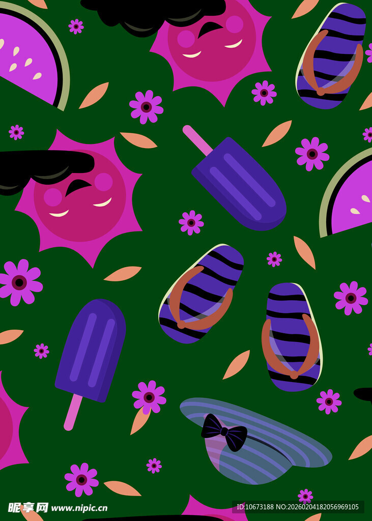 夏日清凉元素图案设计