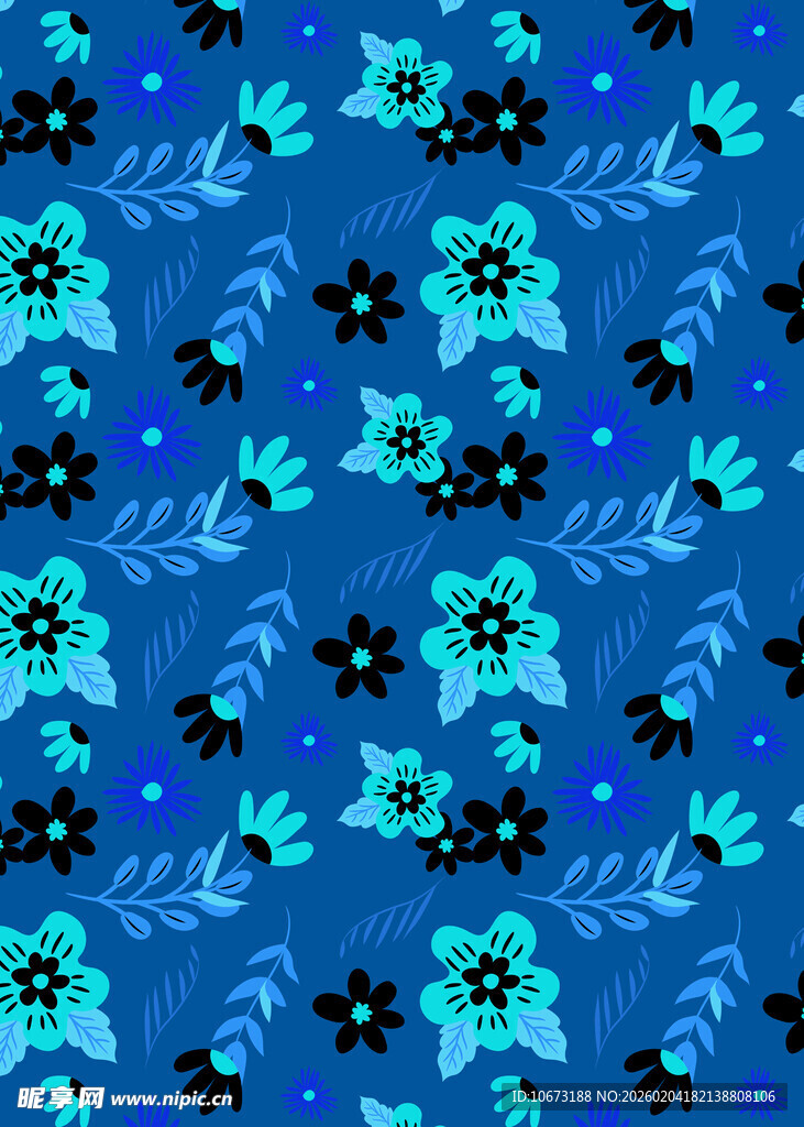 蓝色花卉图案背景