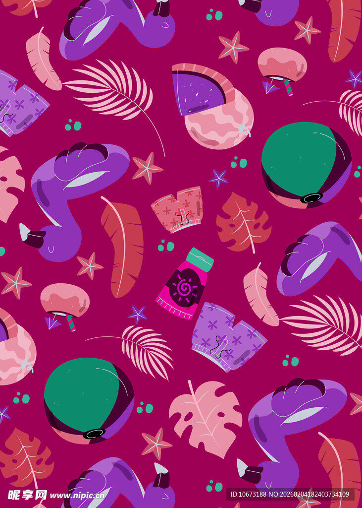 多彩植物图案背景