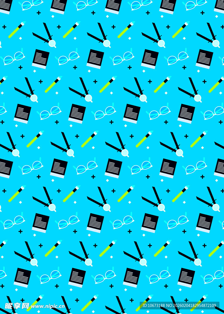 蓝色背景电视图案无缝纹理