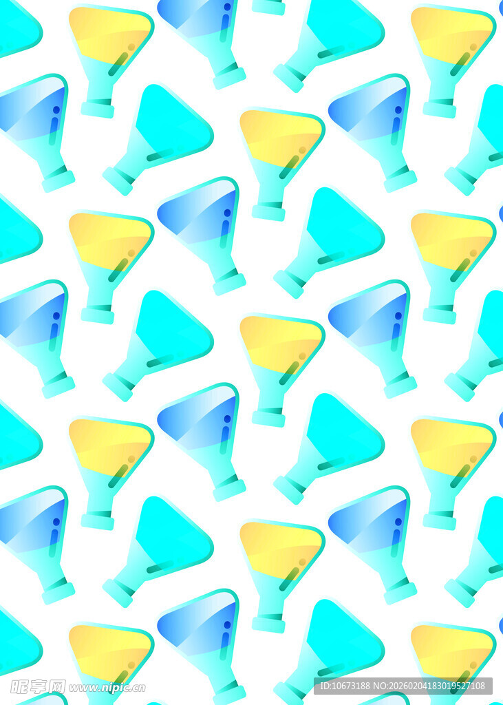 水彩风格鸡尾酒杯图案