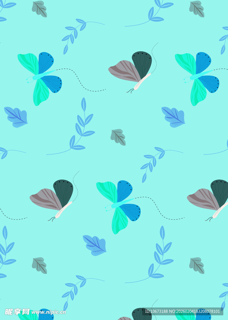 清新心形花卉图案背景