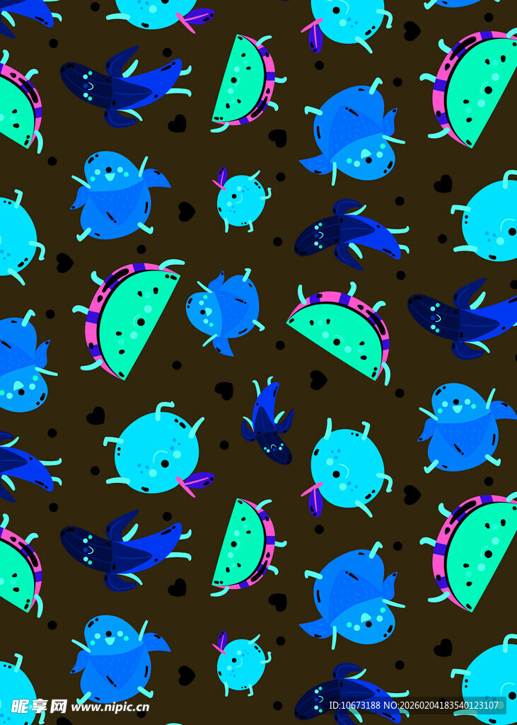 多彩抽象鱼形图案纹理