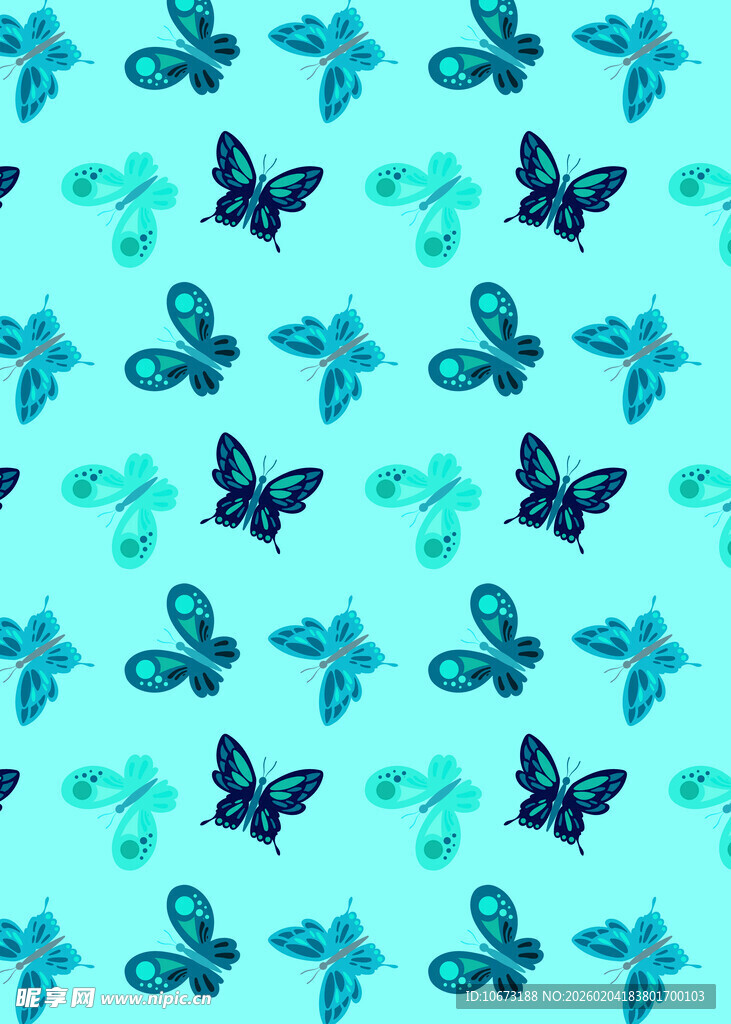 蓝绿色蝴蝶图案背景