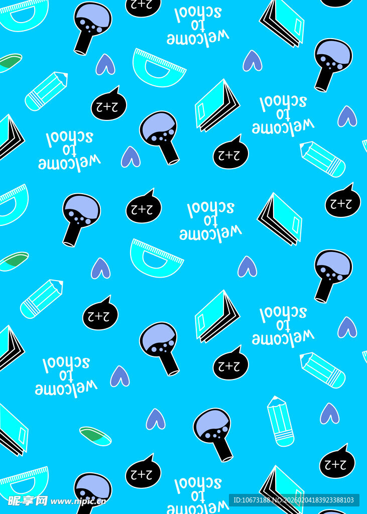 蓝色海洋风卡通图案背景