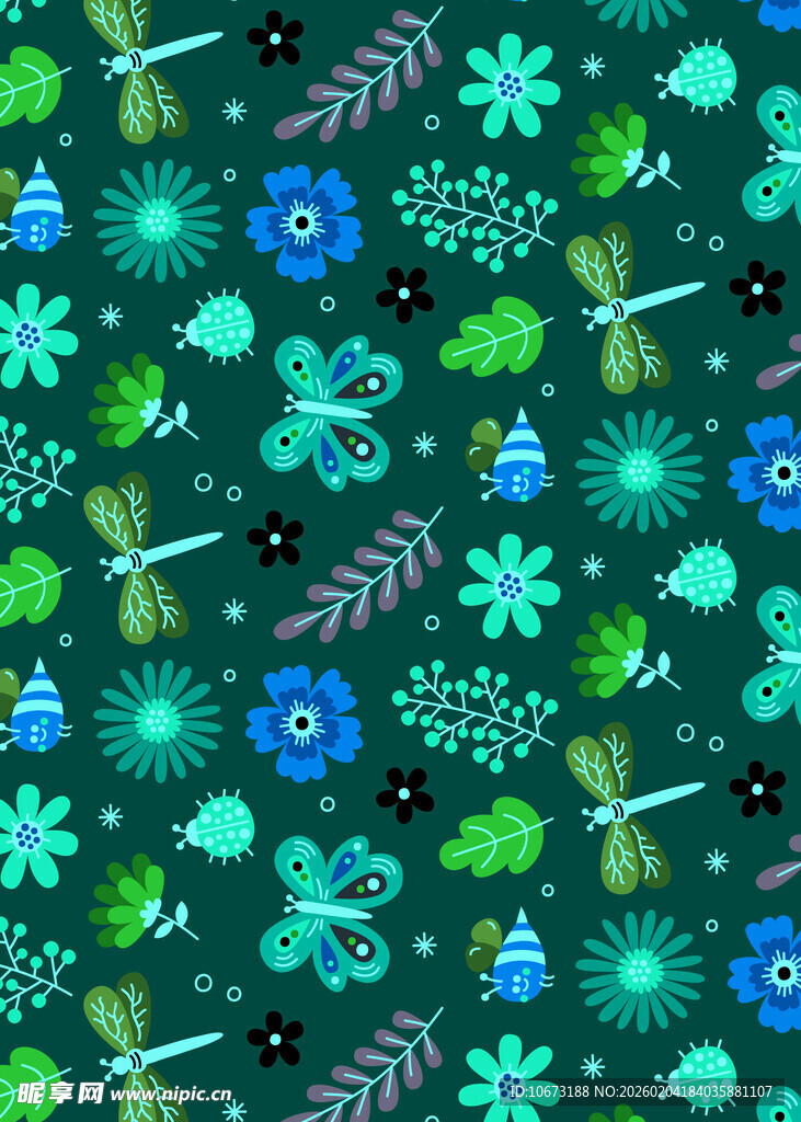 绿色花卉图案背景素材