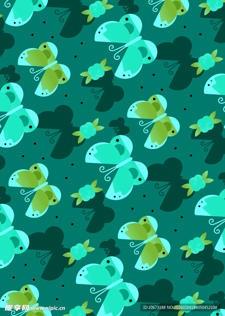 绿色蝴蝶图案背景纹理