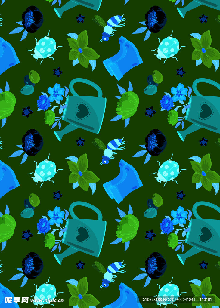 绿色系清新水彩风图案