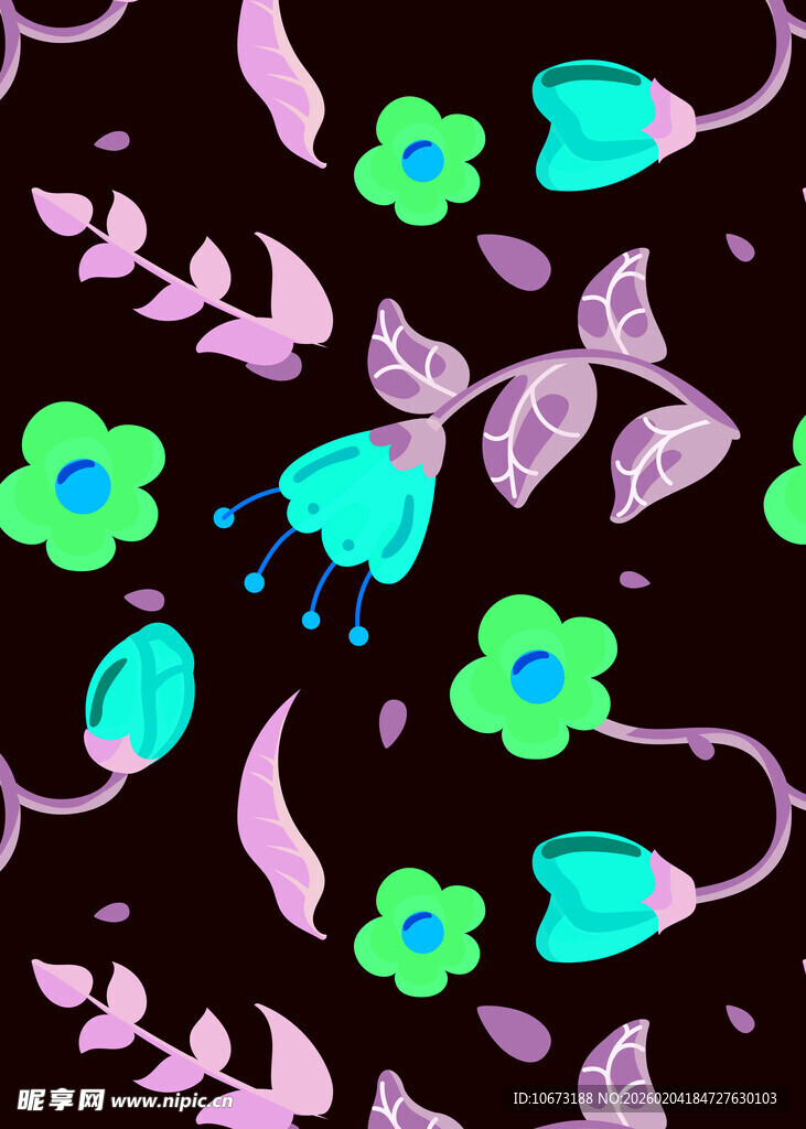 多彩手绘花卉图案