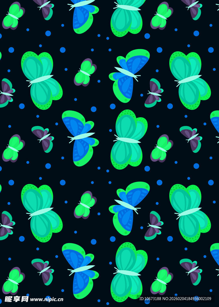 多彩蝴蝶与星星图案背景