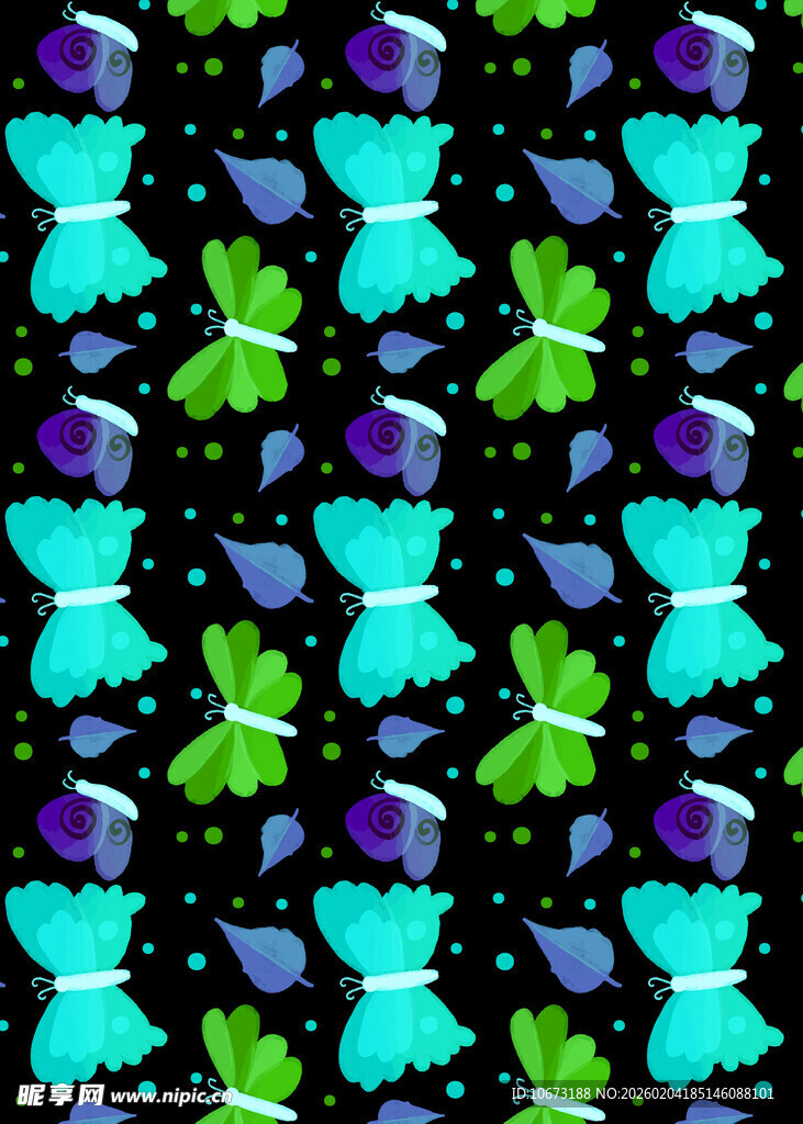 多彩蝴蝶宝石图案背景