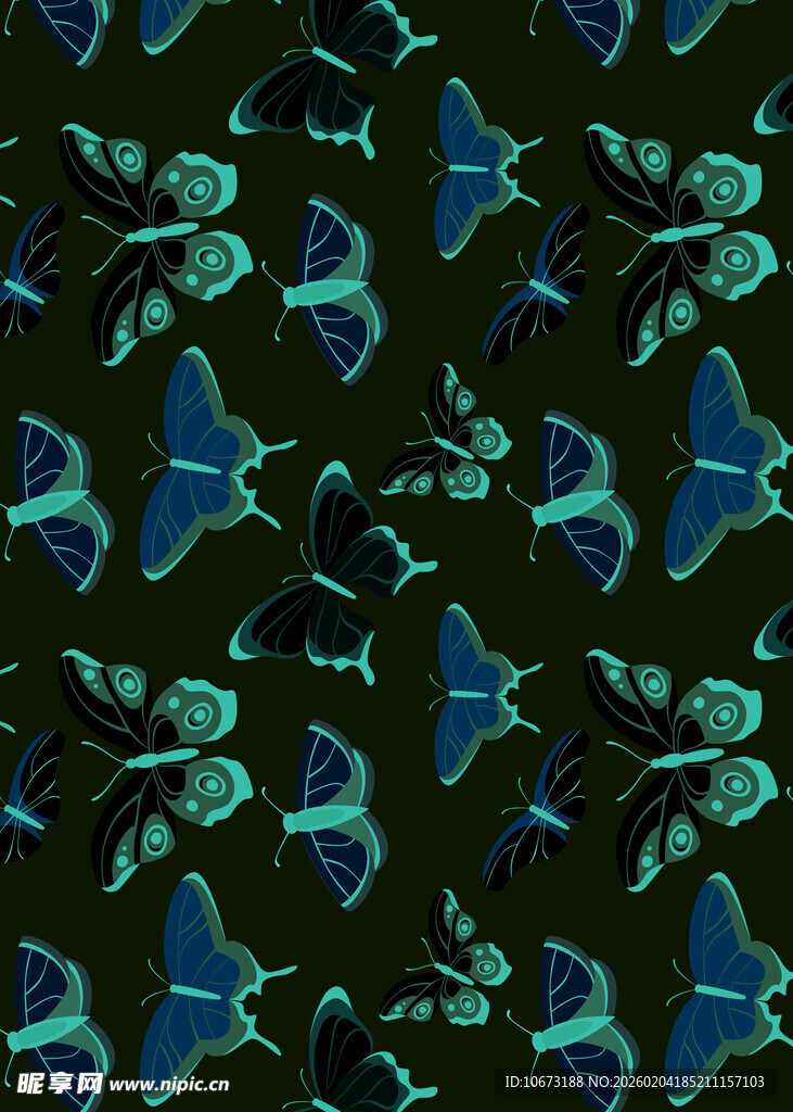 蓝绿相间飞鸟图案背景