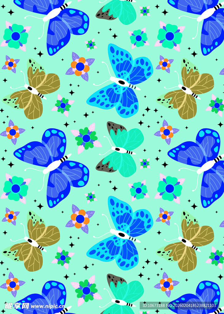 多彩蝴蝶图案背景