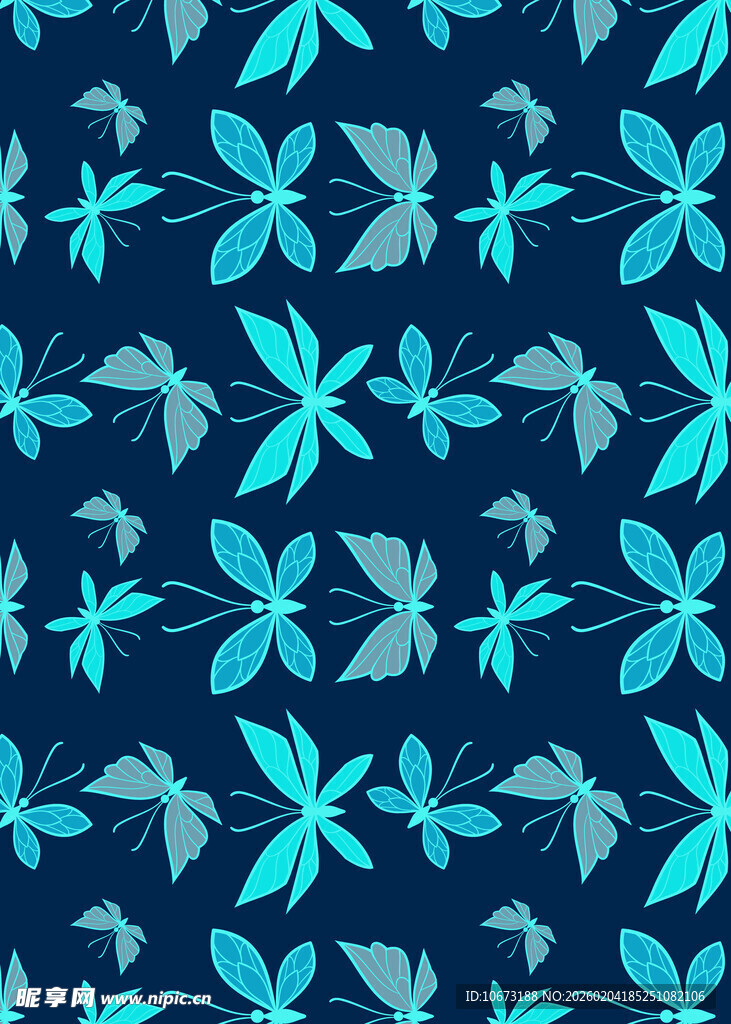 蓝色蜻蜓图案背景纹理