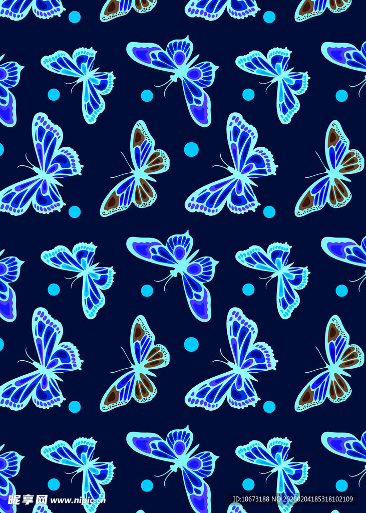 蓝色蝴蝶图案背景纹理