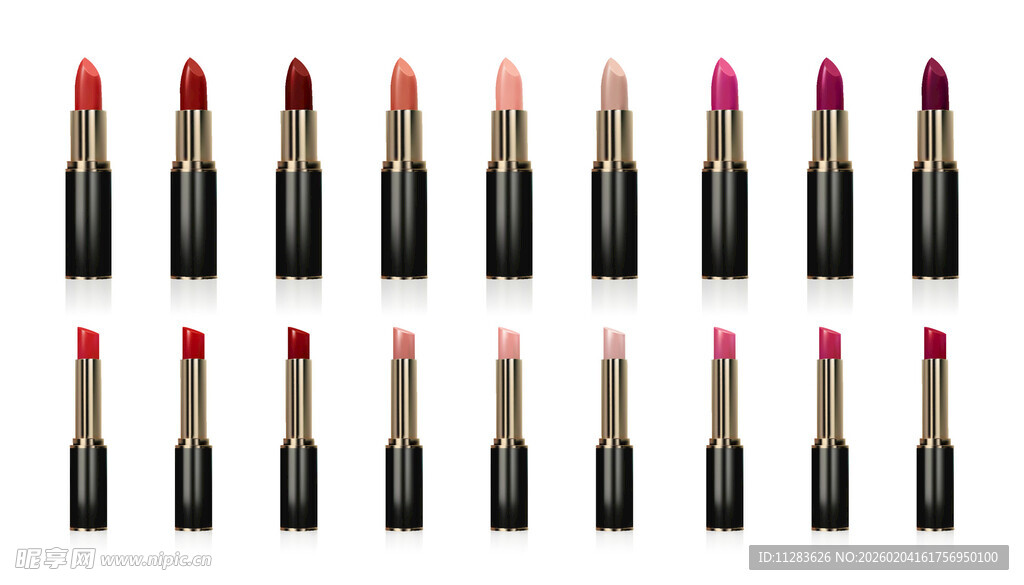多彩口红整齐排列展示