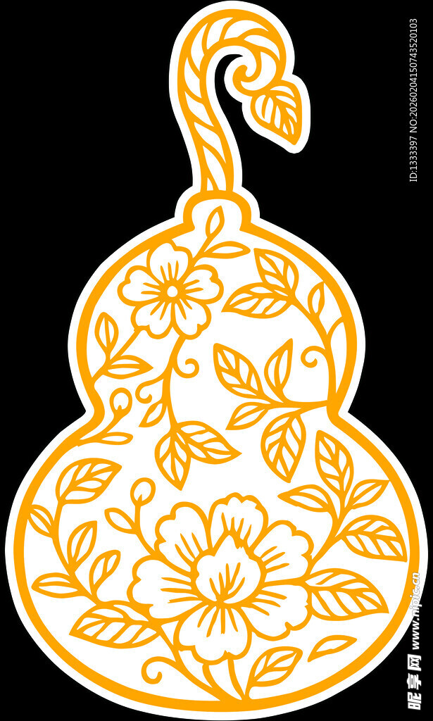 金色葫芦花纹图案装饰
