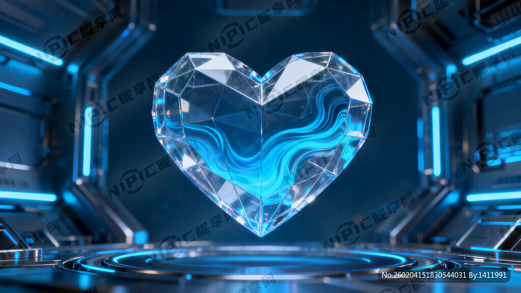 蓝光科技感爱心未来